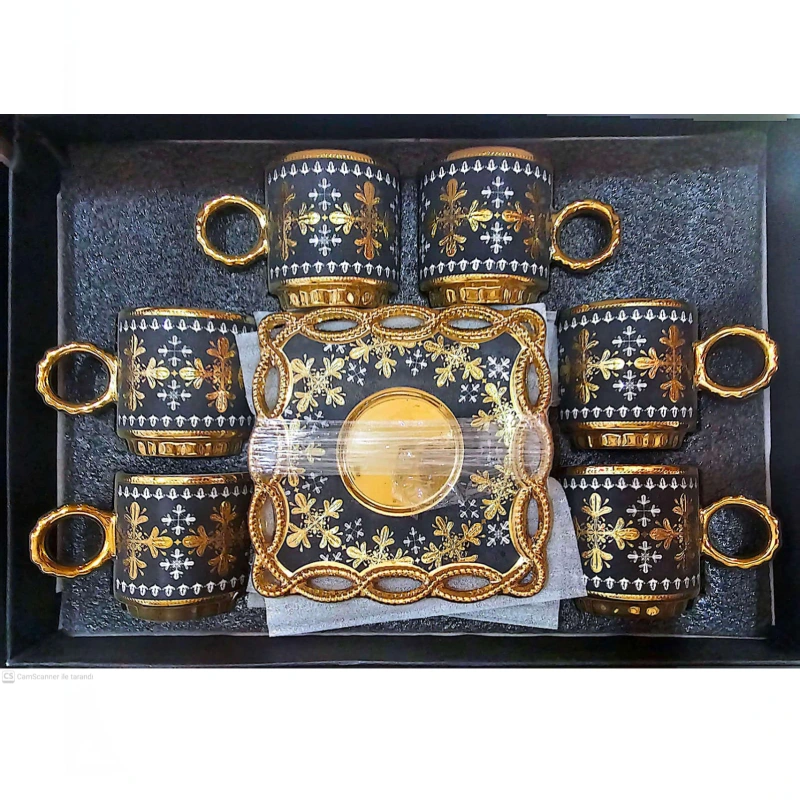 طقم فناجين قهوة فاخر عدد 12 فنجان و 12 تبسية