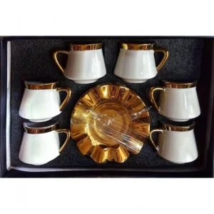 طقم فناجين قهوة فاخر عدد 12 فنجان و 12 تبسية