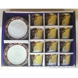 طقم فناجين تقليدي 12 فنجان و 12 تبسية