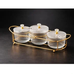 سكرية ثلاثية من الزجاج الشفاف بنقشة أنيقة