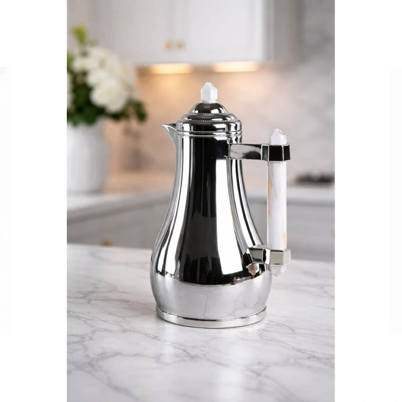 ترمس قهوة فاخر بتصميم استيل ومقبض رخامي - الصورة 2