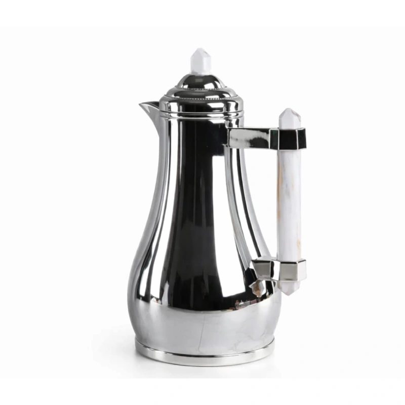 ترمس قهوة فاخر بتصميم استيل ومقبض رخامي