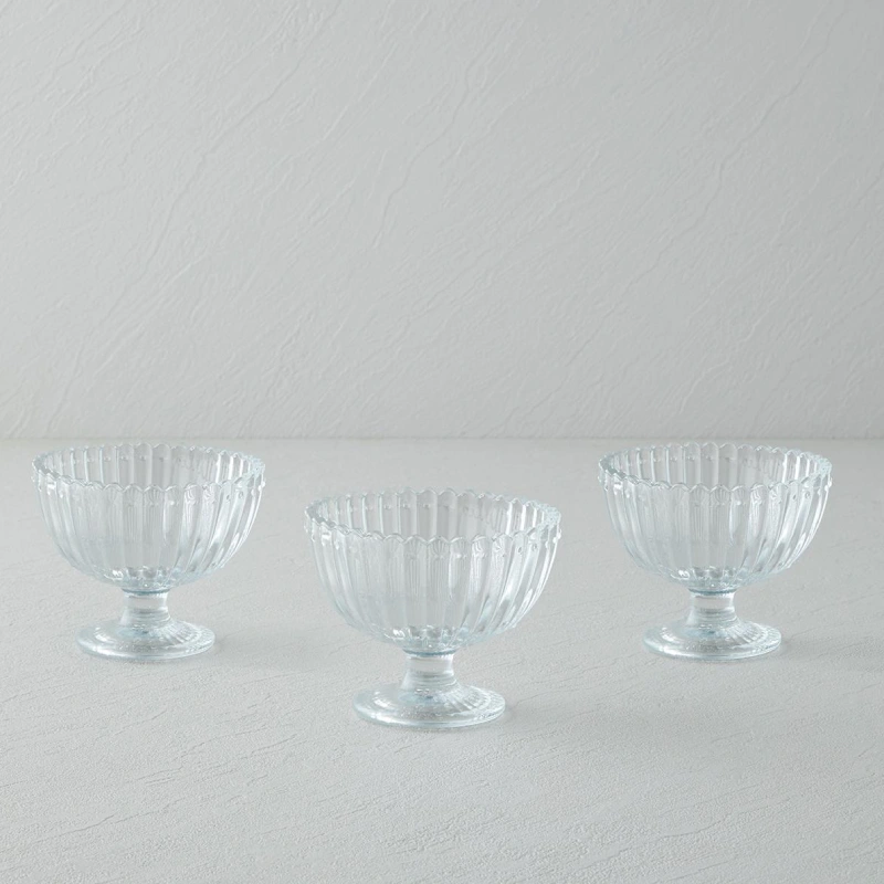 طقم تقديم ضيافة زجاجي 3 قطع بتصميم كلاسيكي فاخر