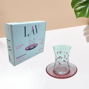 طقم كاسات شاي عدد 6 كاسة و 6 تبسية