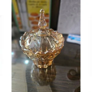 سكرية زجاجية بغطاء عسلي  مصنوعة من زجاج