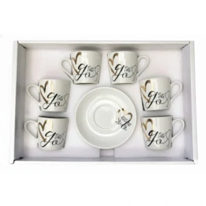 طقم فناجين قهوة فاخر عدد 12 فنجان و 12 تبسية