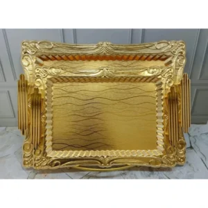 طقم صواني مجوز راقي كروم بلون ذهبي لامع