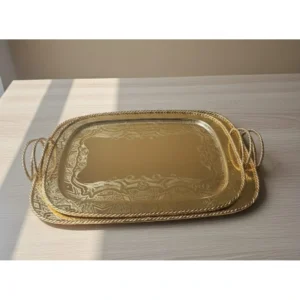 طقم صواني مجوز ثقيل اصلي بزخرفة ذهبية أنيقة