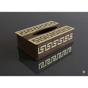 علبة مناديل خشبية بزخارف أنيقة