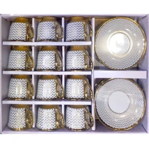 طقم فناجين قهوة فاخر عدد 12 فنجان و 12 تبسية