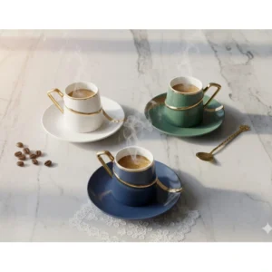 طقم فناجين مارشميلو 12 فنجان و 12 تبسية