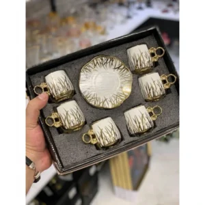 طقم فناجين قهوة فاخر عدد 12 فنجان و 12 تبسية