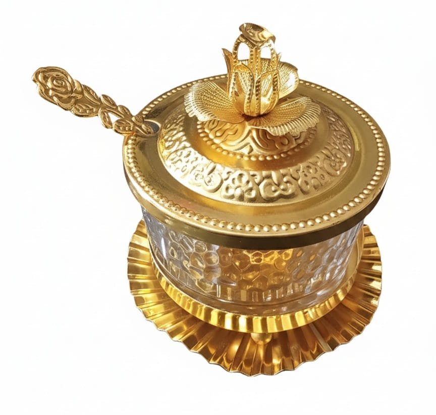 سكرية زجاجية فاخرة بلمسات ذهبية ملكية