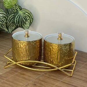 طقم علب (سكرية/توابل) فاخر بلون ذهبي