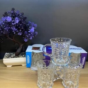 طقم كاسات شاي بنقشة وردية عدد 12