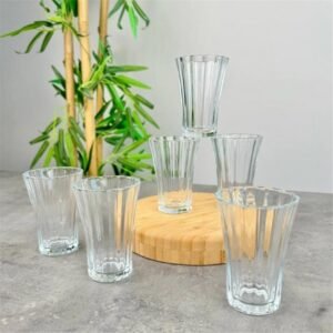 طقم كاسات شفاف مموج 6 كاسات