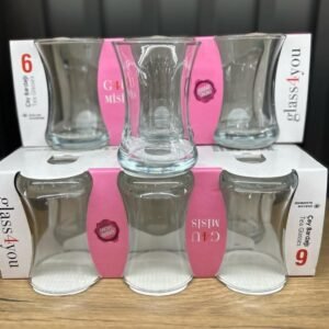 طقم كاسات شاي شفاف حجم كبير  عدد 12 كاسة