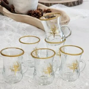 طقم كاسات شاي زجاجي فاخر مكون من 6 كاسات