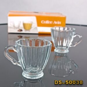 طقم كاسات كابتشينو وقهوة عدد 6 كاسات زجاج شفاف