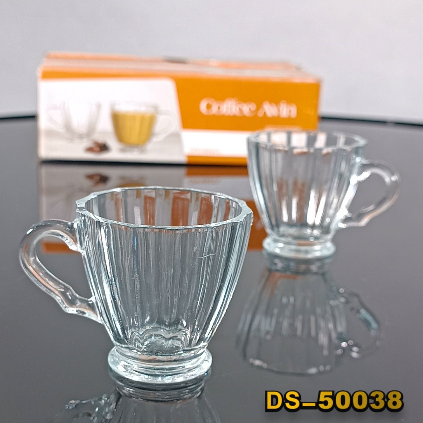 طقم كاسات كابتشينو وقهوة عدد 6 كاسات زجاج شفاف