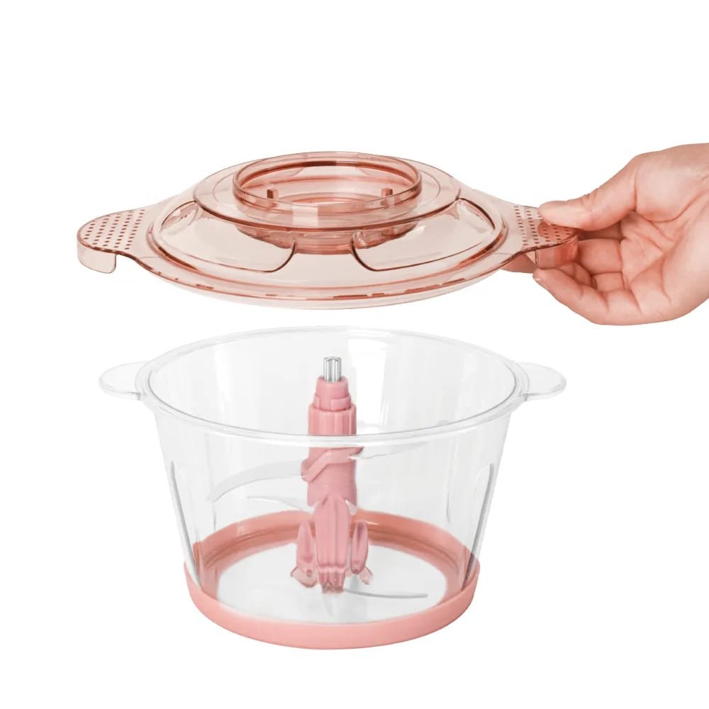 فرامة خضار ولحوم كهربائية وعاء زجاجي - الصورة 3