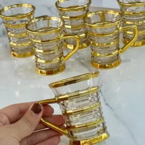طقم كاسات شاي عدد 12 قطعة بتصميم فاخر