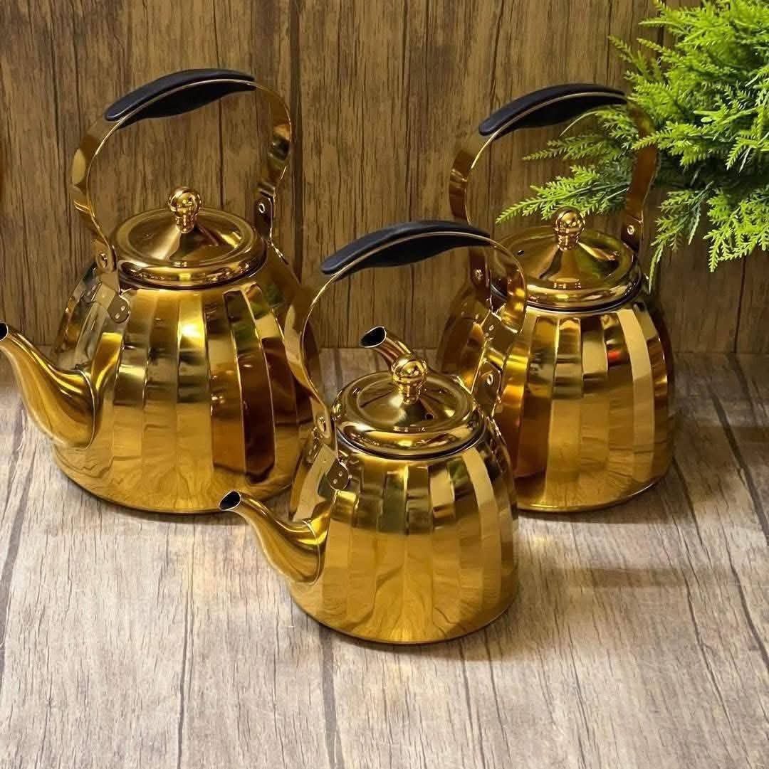 سيري إبريق شاي 1 - 1.5 - 2 لتر بتموجات ذهبية