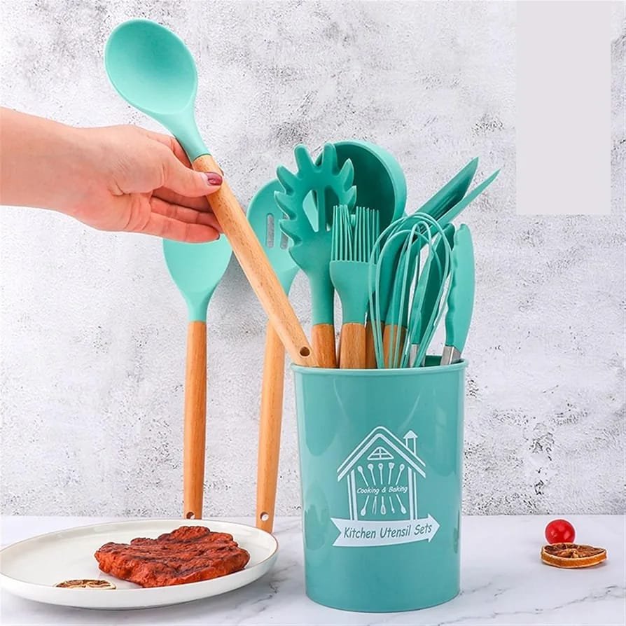 طقم أدوات مطبخ من السيليكون يحوي 12 قطعة - الصورة 2