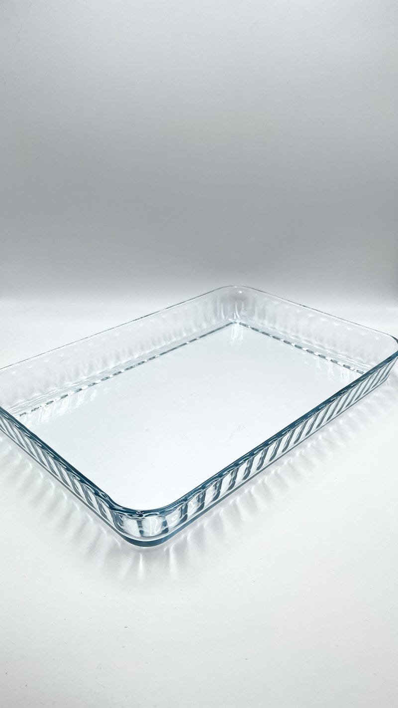 صينية فرن زجاجي مستطيل ، زجاج مقاوم للحرارة