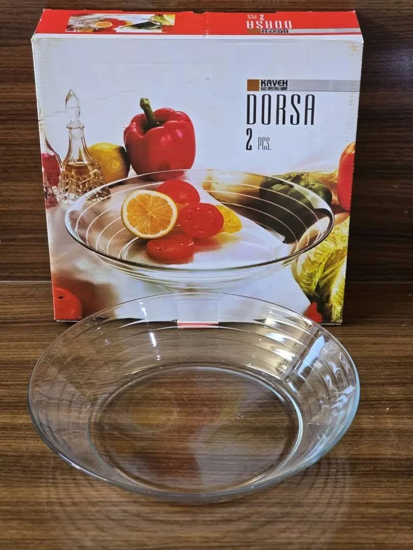 طقم صحون زجاج شفاف عدد 2 قطعة - الصورة 2