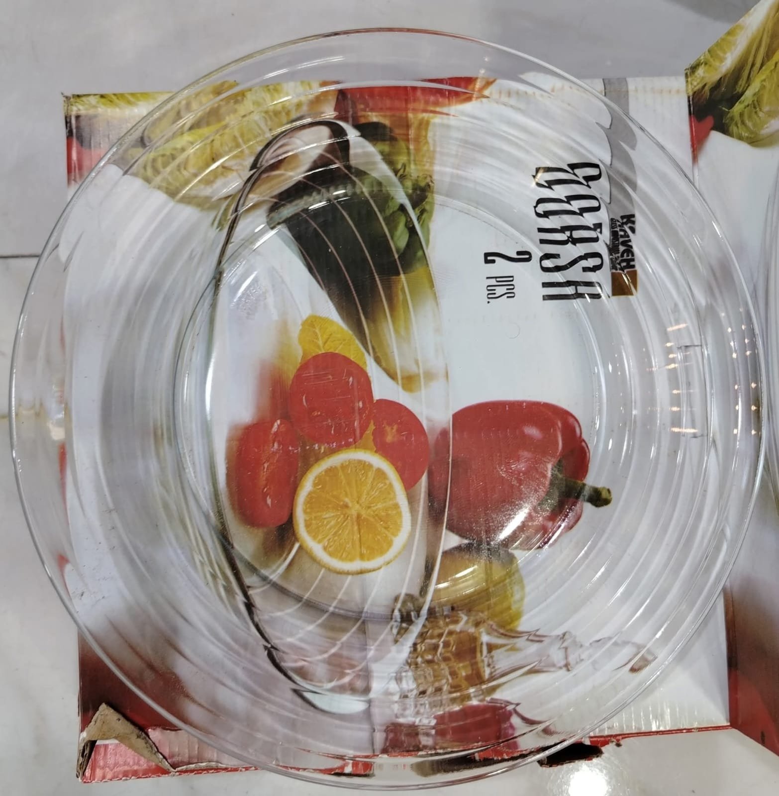 طقم صحون زجاج شفاف عدد 2 قطعة - الصورة 3