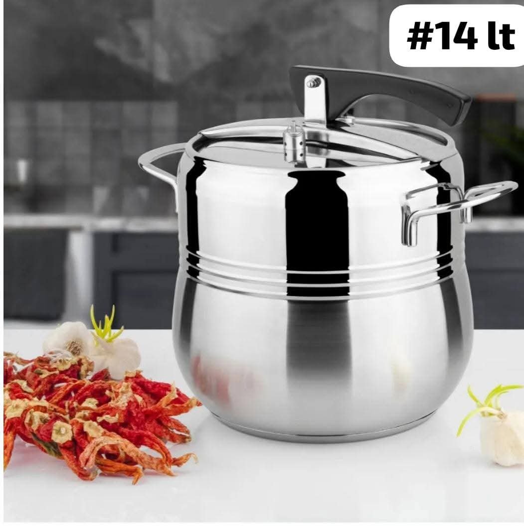 طنجرة ضغط (بخار ) بسعة 14 لتر مناسبة للغاز والليزرية