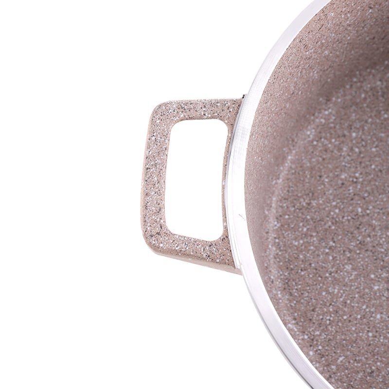 مقلاة قياس 24 سم لون البيج الفاخر بطلاء جرانيت ومناسبة للغاز والليزرية - الصورة 3