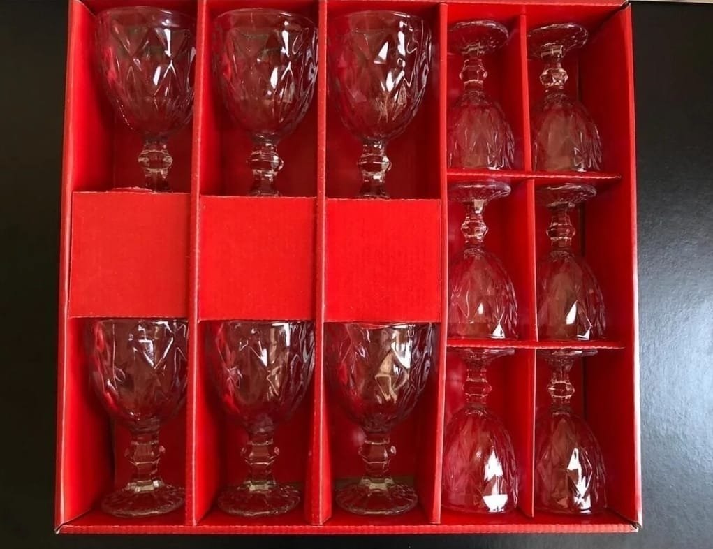 طقم كؤوس زجاجية فاخرة 6 كاسة كبير و 6 كاسة صغير - الصورة 4