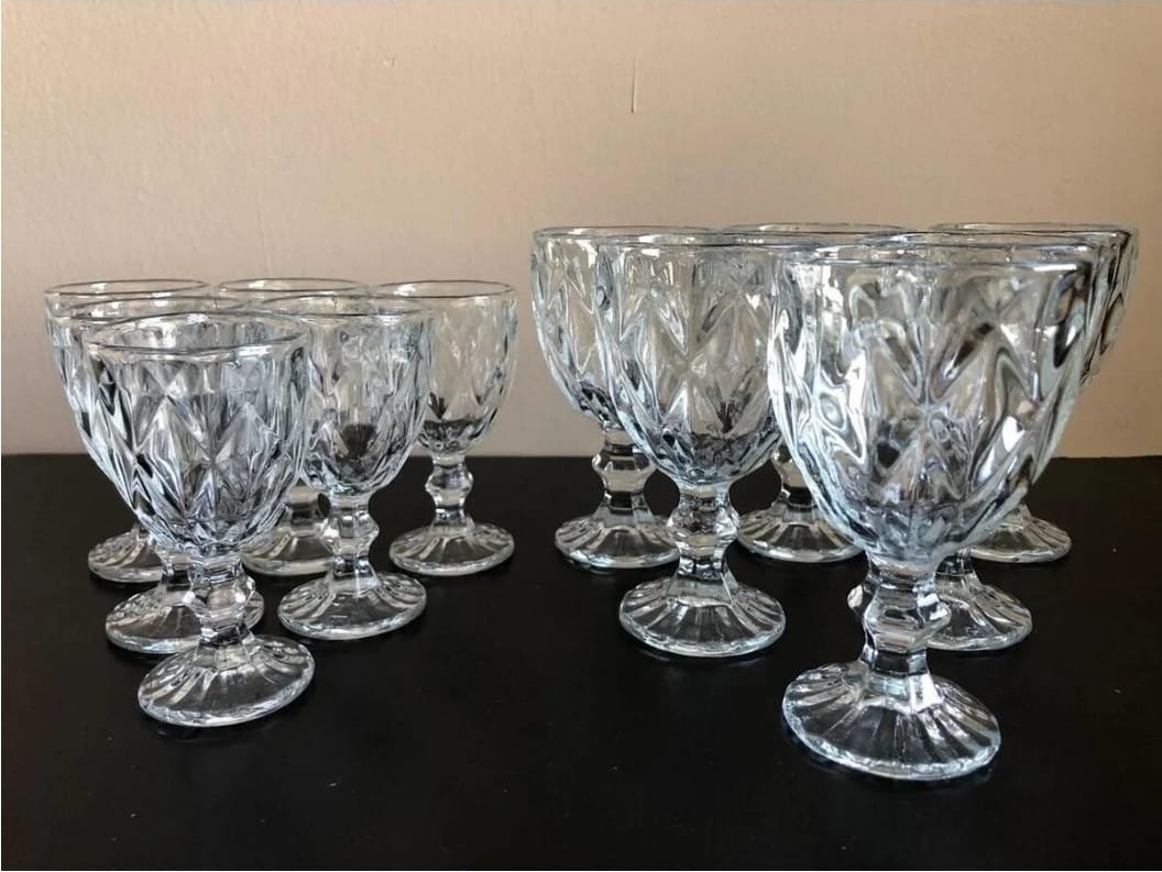 طقم كؤوس زجاجية فاخرة 6 كاسة كبير و 6 كاسة صغير - الصورة 2