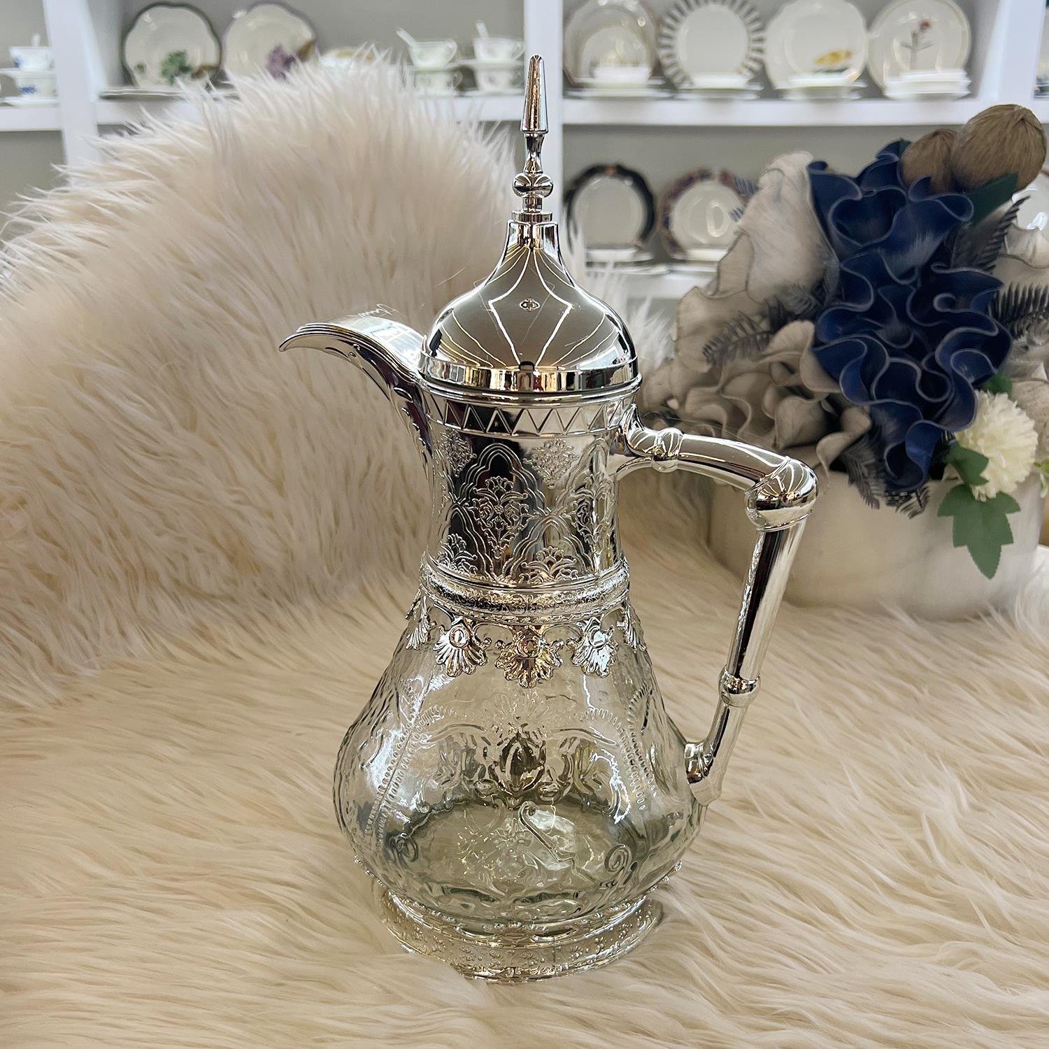 دلة تقديم أنيقة بسعة 1.6 لتر مصنوعة من الزجاج الشفاف - الصورة 5