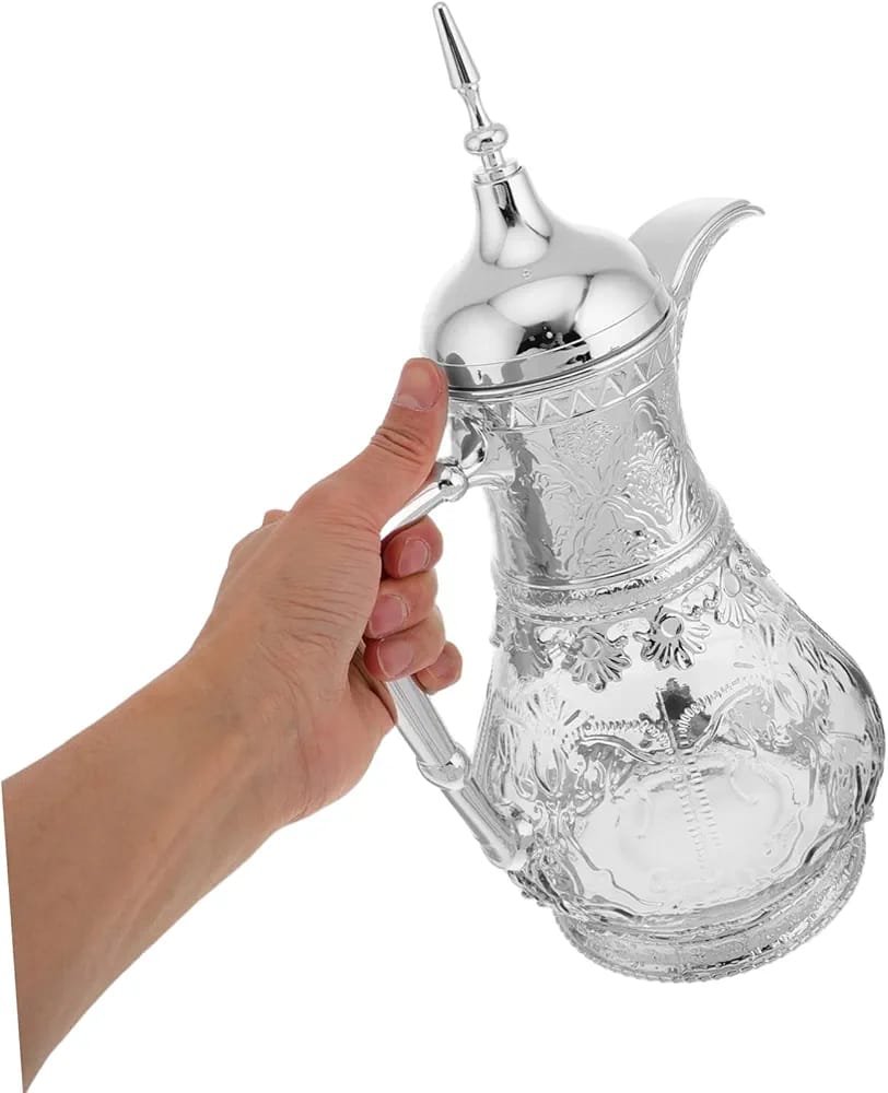 دلة تقديم أنيقة بسعة 1.6 لتر مصنوعة من الزجاج الشفاف - الصورة 2