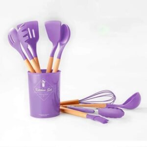 طقم أدوات مطبخ من السيليكون يحوي 12 قطعة