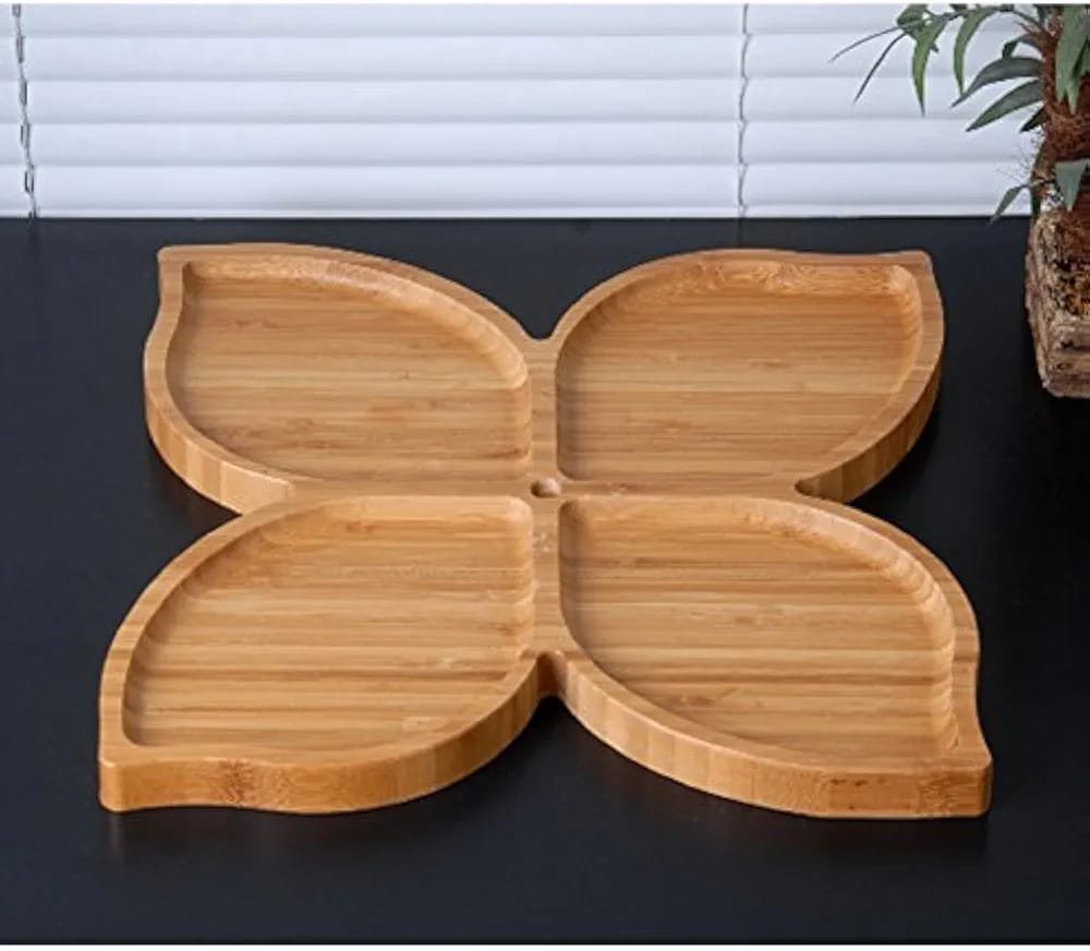 صحن تقديم من خشب مقسم لأربعة أجزاء - الصورة 2