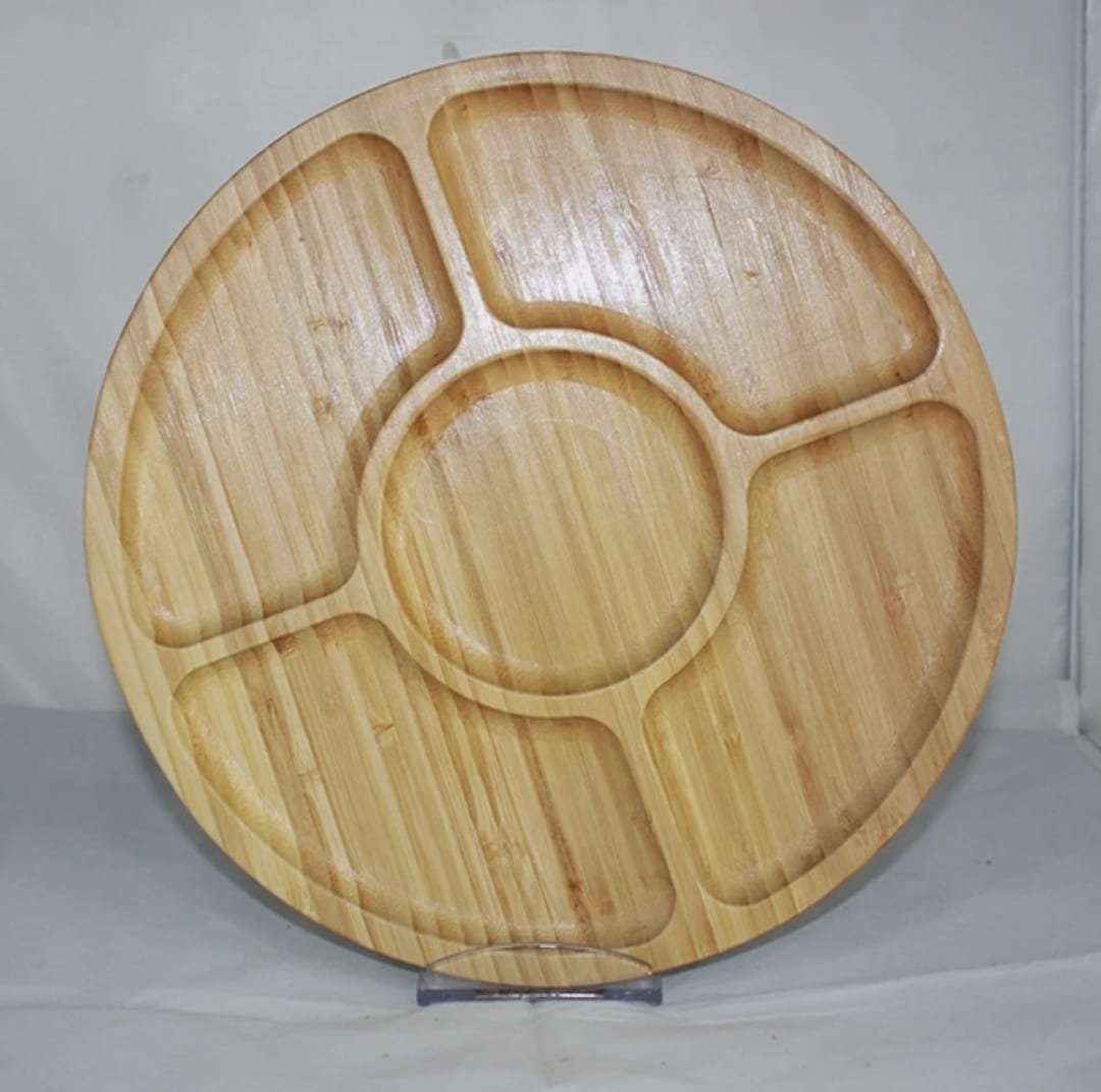 صحن تقديم من خشب مقسم لأربعة أجزاء - الصورة 2