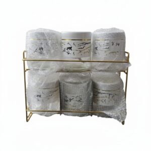 طقم علب بهارات زجاجية (6 قطع) بتصميم رخامي