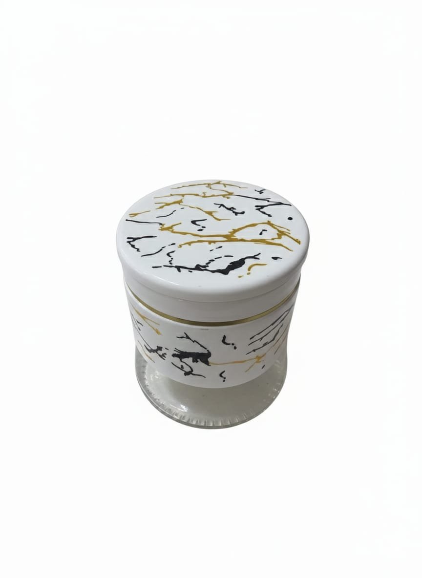 طقم علب بهارات زجاجية (6 قطع) بتصميم رخامي - الصورة 2