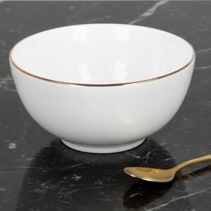 طقم زبادي بورسلان 6 قطع مقاس 10 سم  بحواف ذهبية
