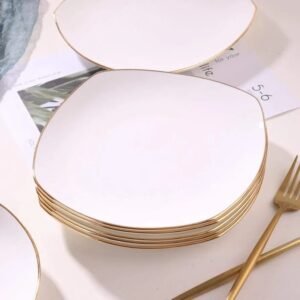 طقم صحن سيراميك 6 قطع مقاس 20 سم مربعة الشكل