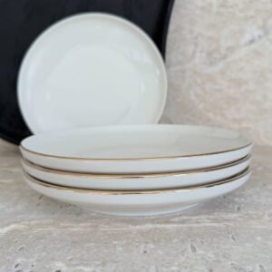 طقم صحن بورسلان 6 قطع مقاس 15 سم بحواف ذهبية
