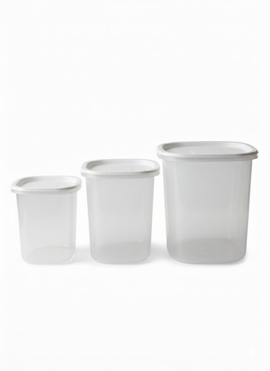 طقم علب تخزين بلاستيك مكون من 3 قطع