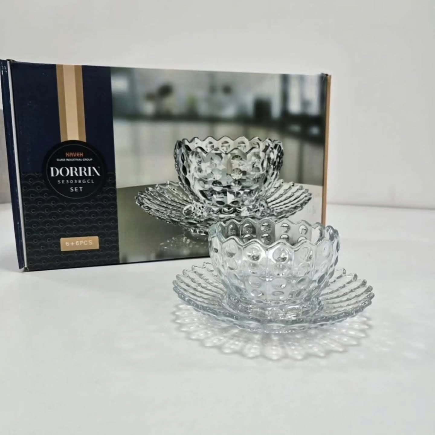 طقم ضيافة 12 قطعة 6 زبادي مع 6 تباسي - الصورة 2