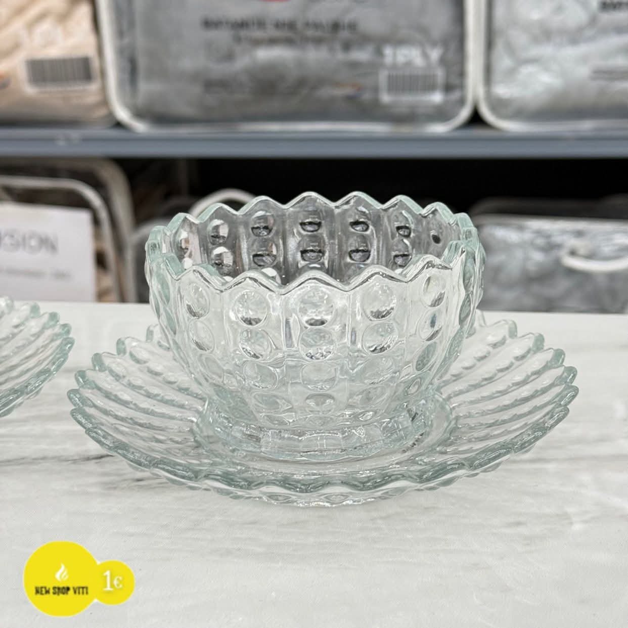 طقم ضيافة 12 قطعة 6 زبادي مع 6 تباسي