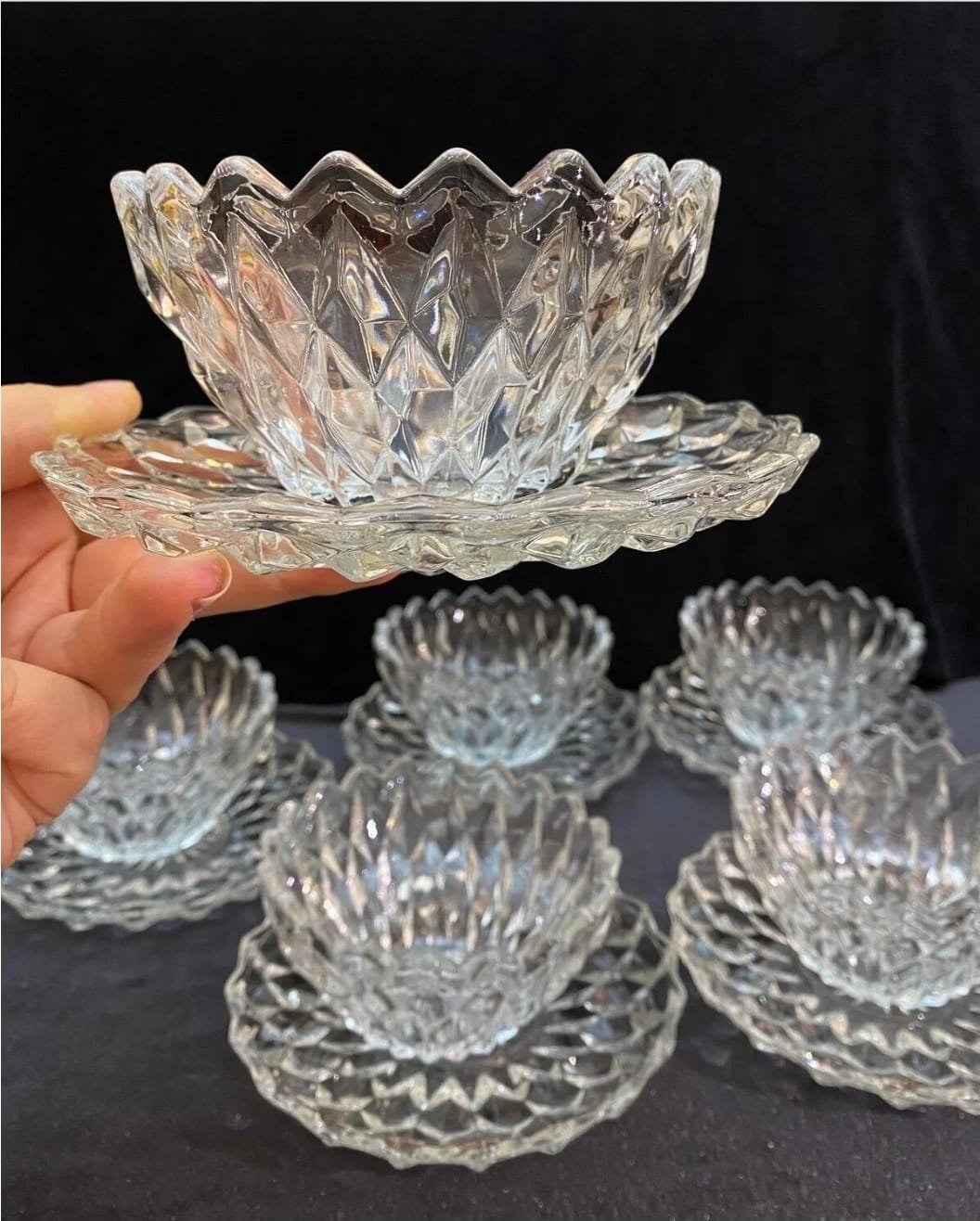 طقم ضيافة 12 قطعة 6 زبادي مع 6 تباسي