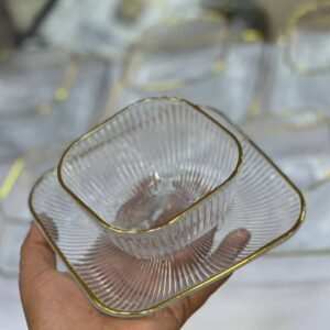 طقم زبادي 6 زبادي كريستال مع 6 تباسي متطابقة